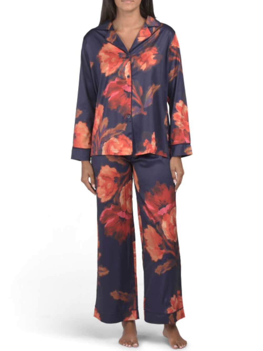 DALIA MACPHEE 2pc Floral Notch Collar Pajama Set